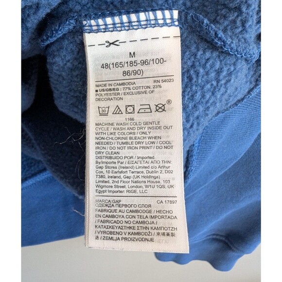 Gap Size Medium Retro Style Hoodie Mens Pullover Sweatshirt Stripe Blue LS - Picture 3 of 5